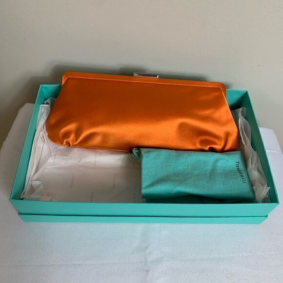 Tiffany & Co. Holly Satin Clutch - Tangerine - EUC - Picture 10 of 13
